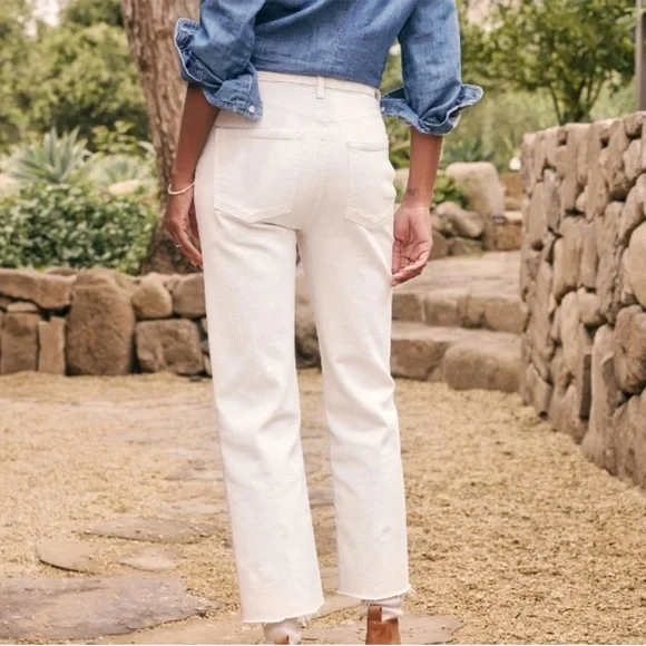 Frank & Eileen Monaghan Cream Cropped High Rise Denim Size 27 - Picture 6 of 13